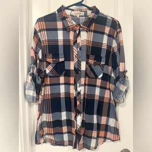 Eden & Olivia 3/4 sleeve flannel button up
